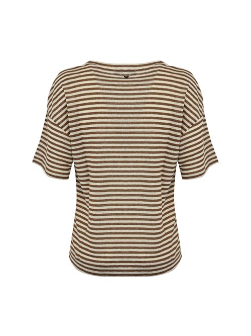 Blusa Barca in jersey di lino a righe Marrone/Bianco WEEKEND MAX MARA | 2515941032600011